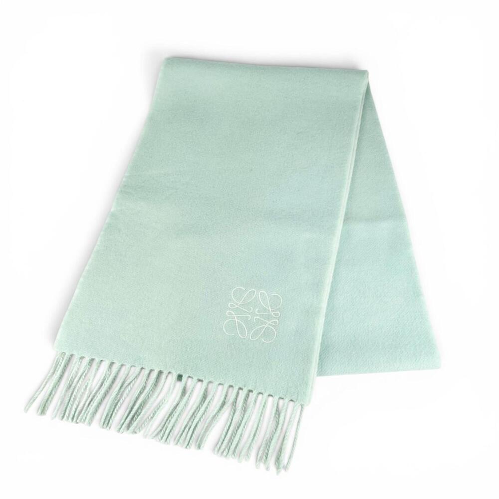 LOEWE F810250X01 Wool Cashmere Stole/Scarf with Anagram Embroidery and Fringe...